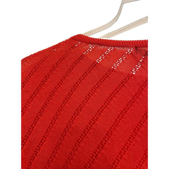 Lautreamont Short Sleeve Open Knit Sweater Women Size‎ 38 Japan Red Shimmer - Picture 5 of 5